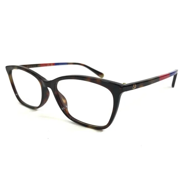 Gucci Eyeglasses Frames GG1930O 004 Tortoise Blue Red Cat Eye Full Rim 55-16-140 - Picture 1 of 12